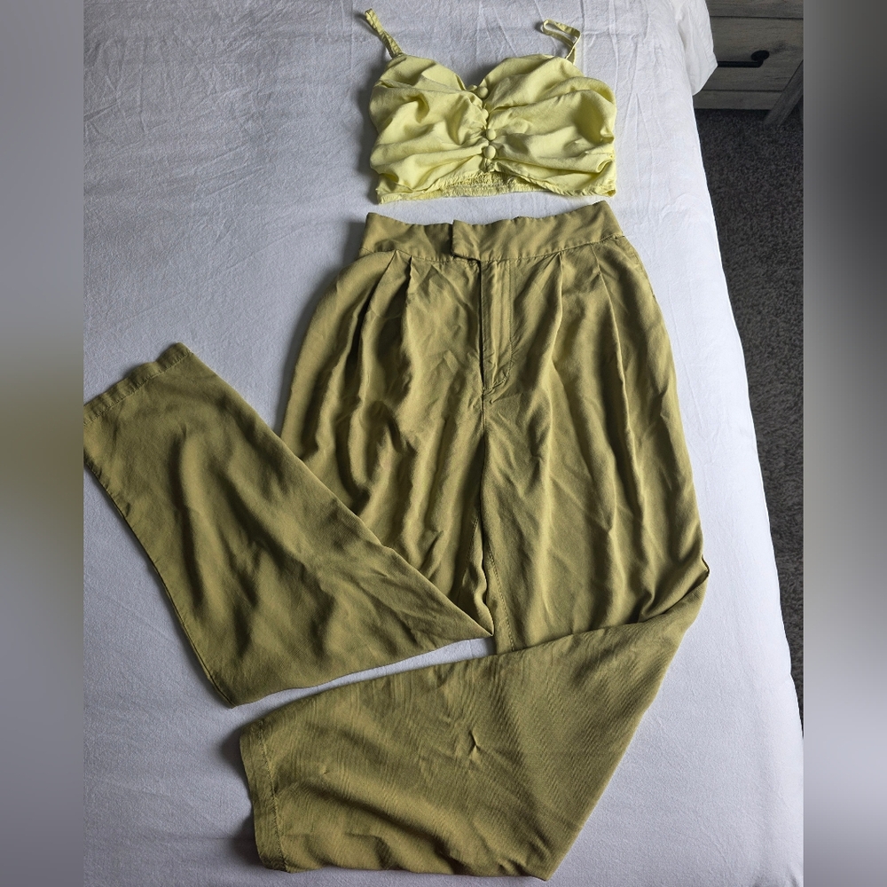 Olive Green Women's Linen Set